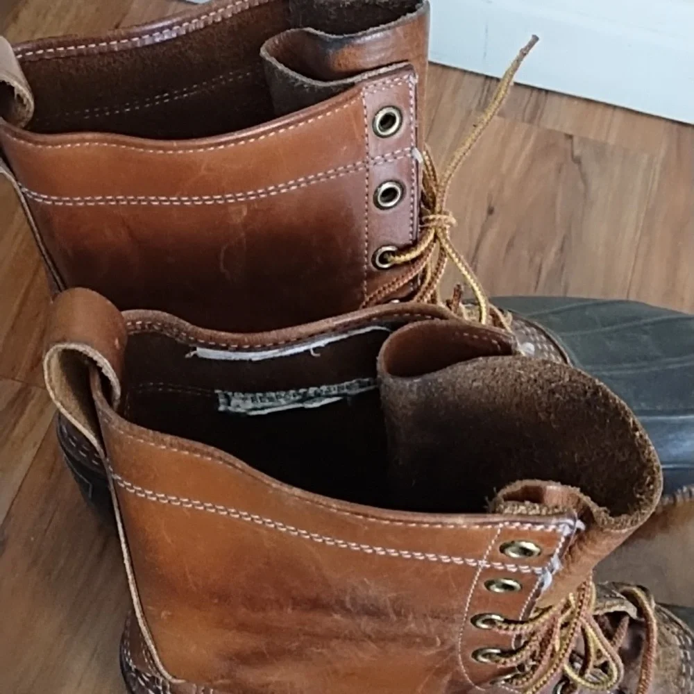 L.L. Bean Men's Brown Leather + Black Rubber Duck Boots